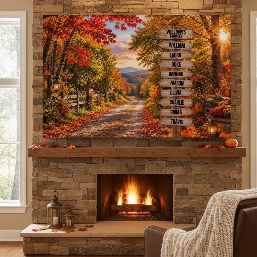 Custom Family Name Autumn Wall Art