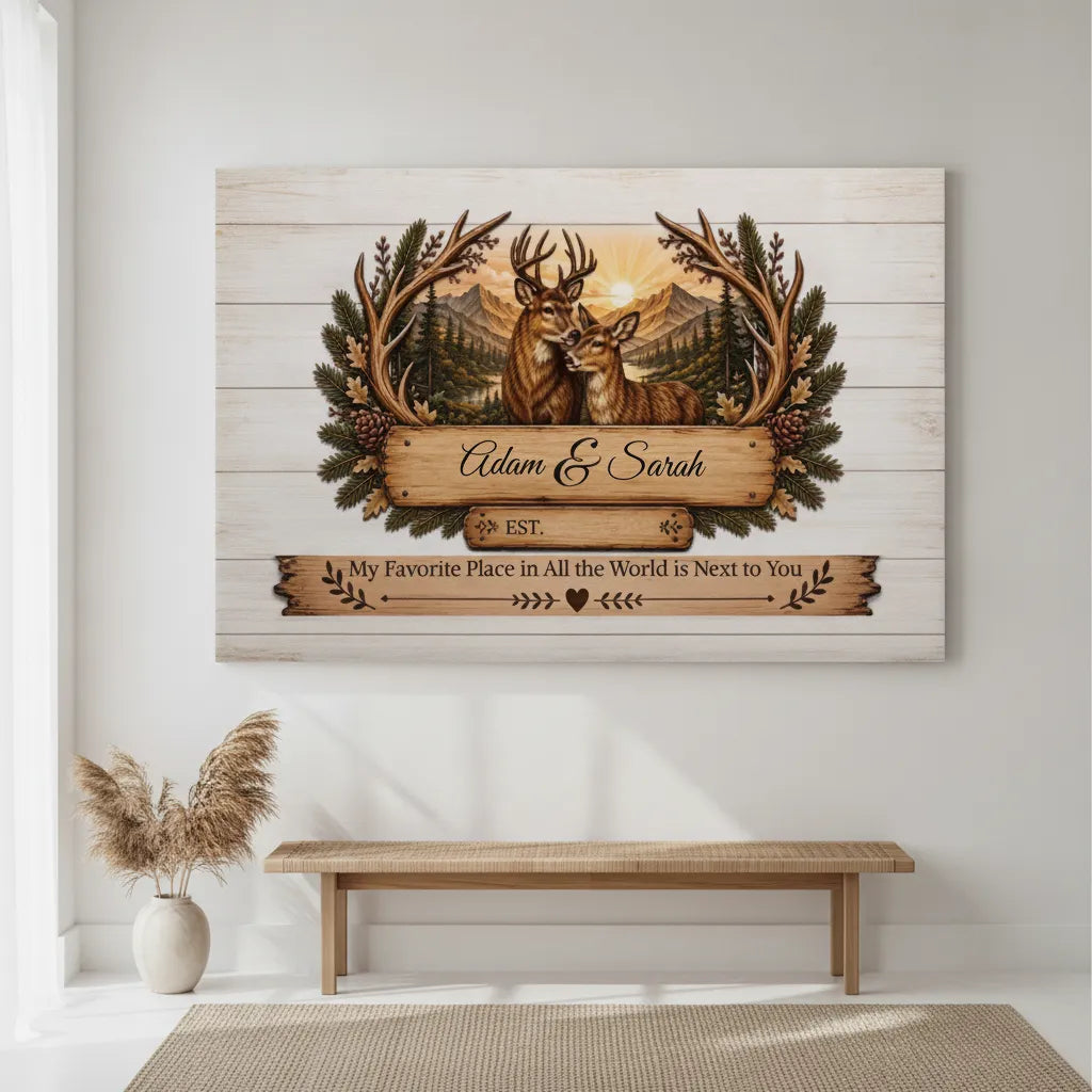 Rustic Deer Couple Wall Decor