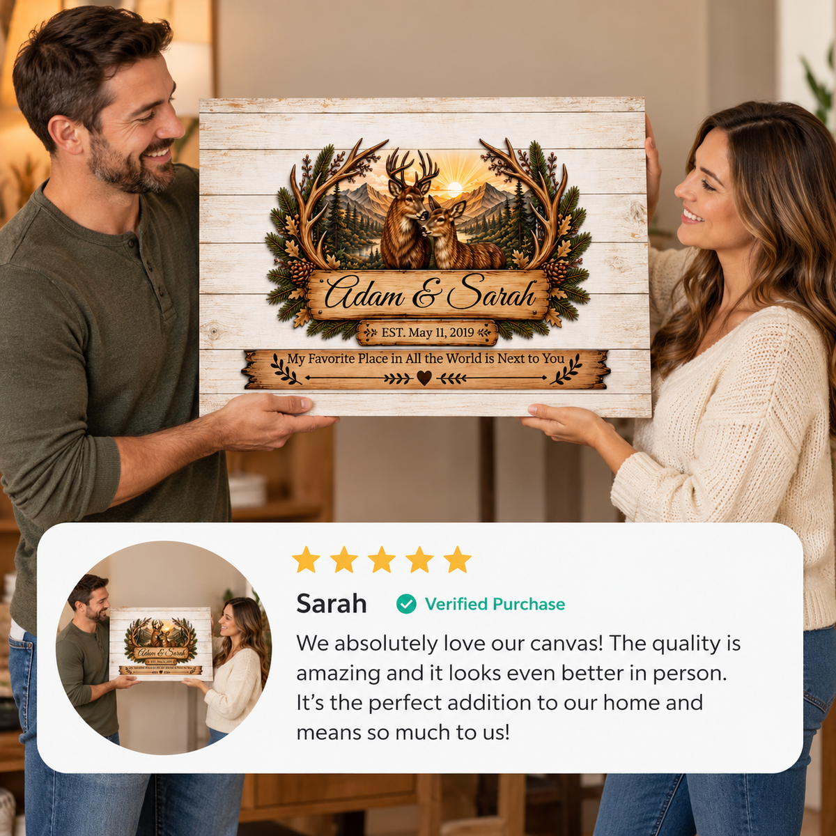 Deer Couple Sunset Wall Decor