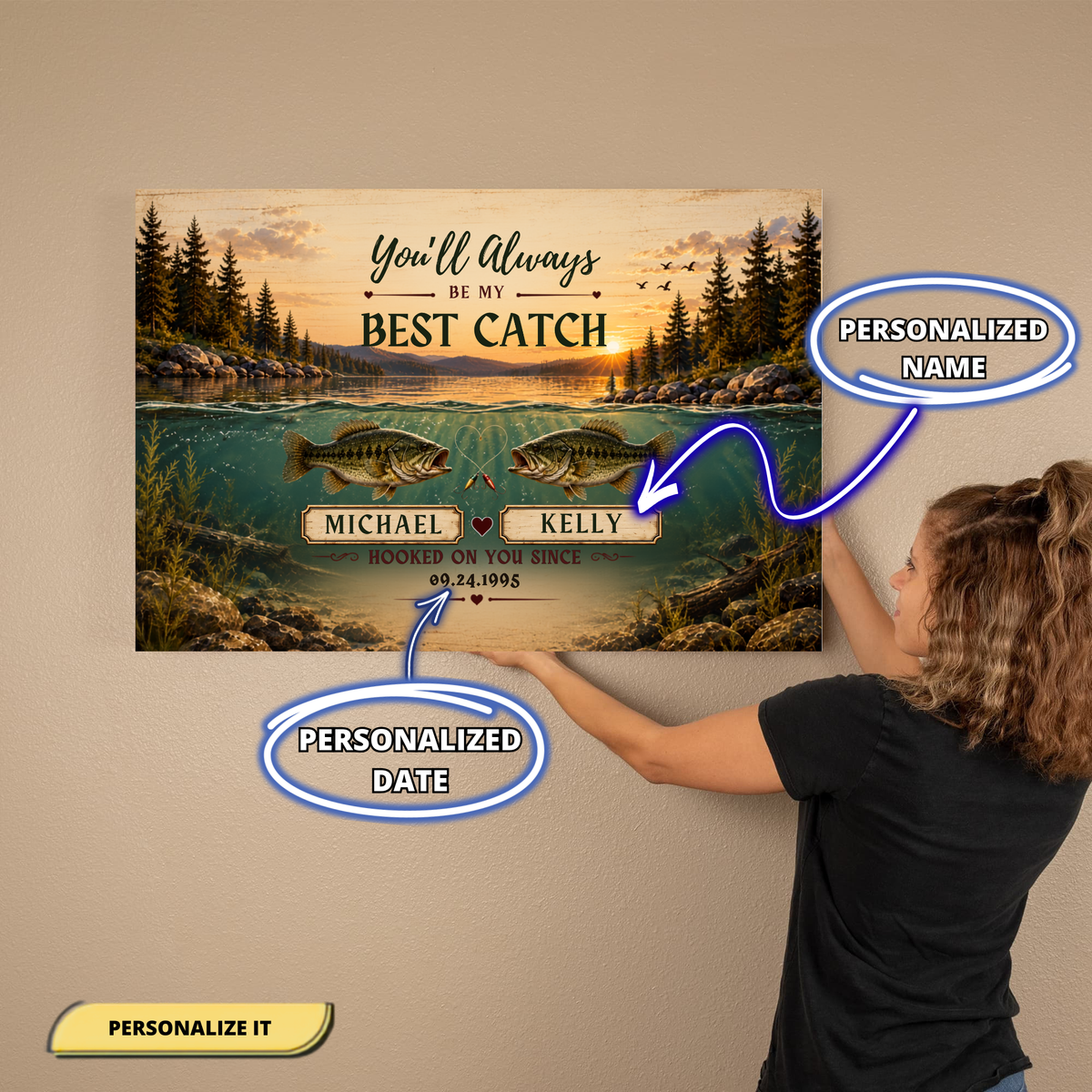Personalized Fishing Couple Canvas