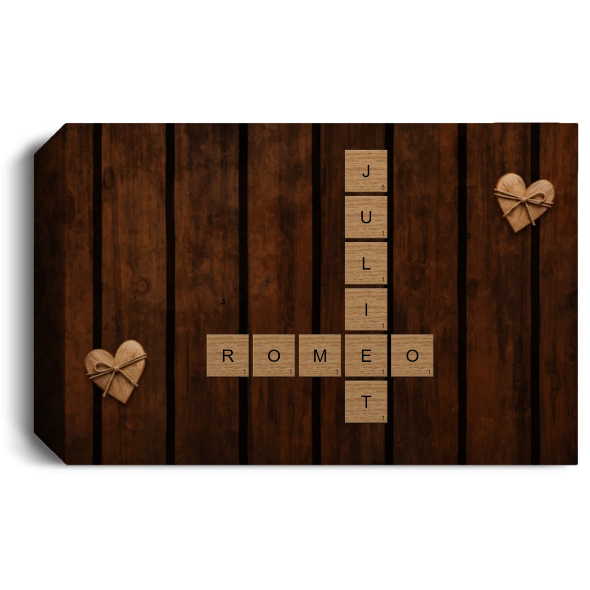 Personalized Couple Crossword Canvas | Custom Names Love Wall Art | Rustic Wooden Anniversary Gift for Couples