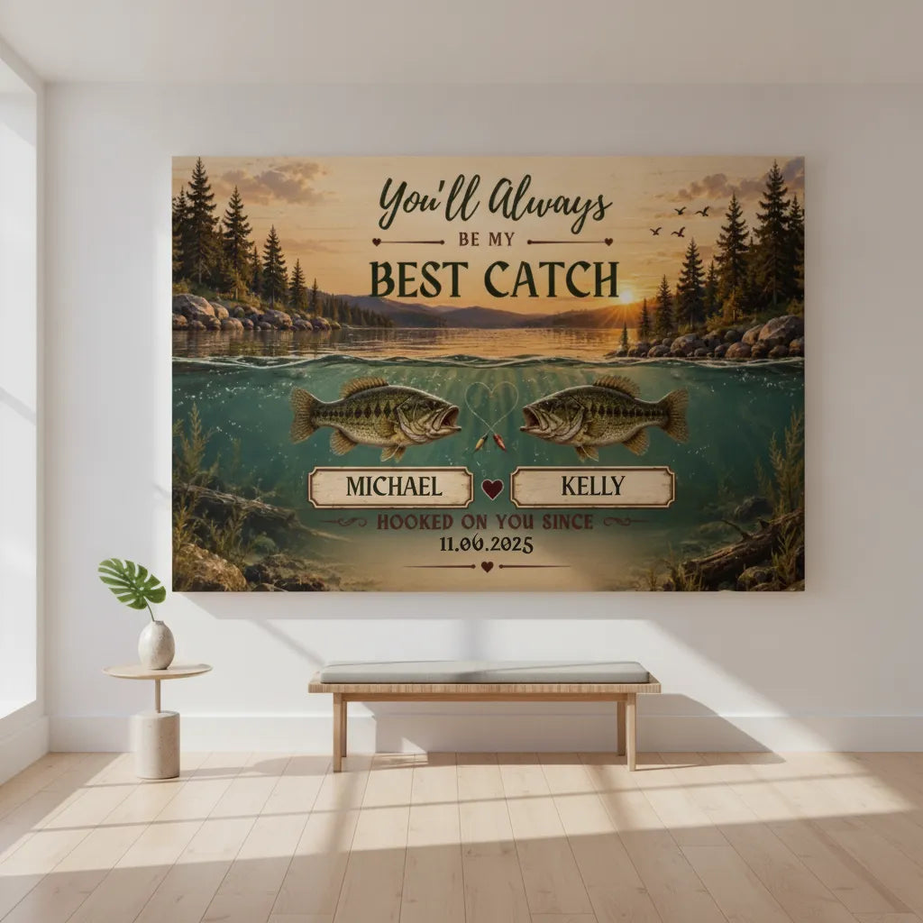 Custom Names and Date Fishing Canvas