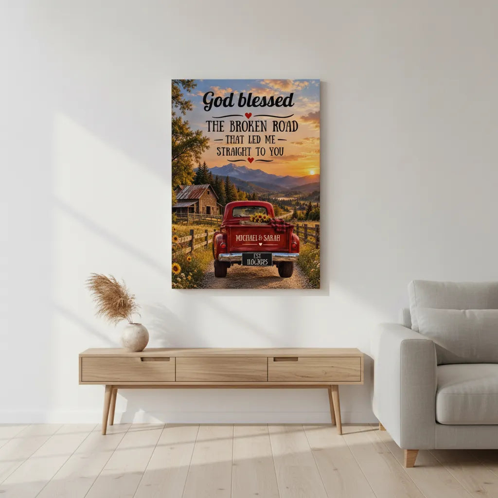 Personalized Husband Wife Broken Road Wall Art