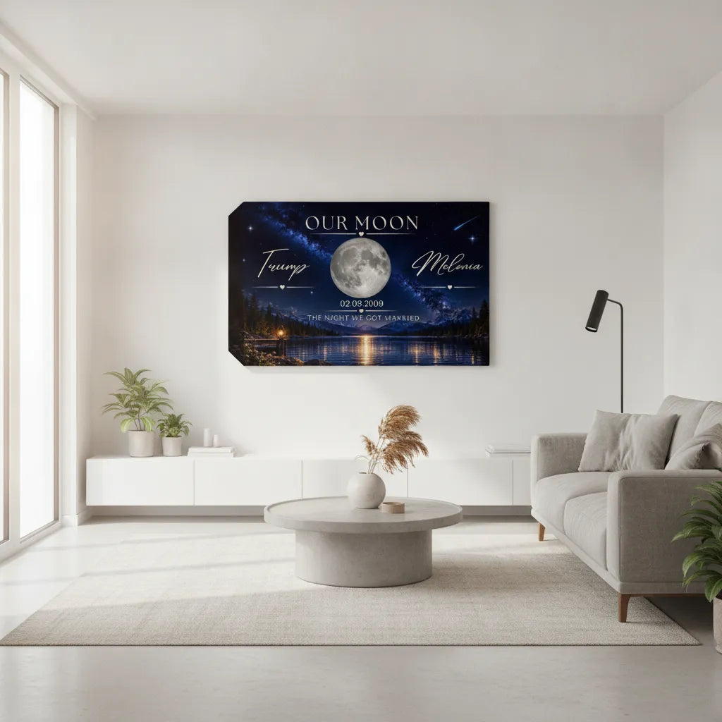 Personalized Husband Wife Moon Canvas