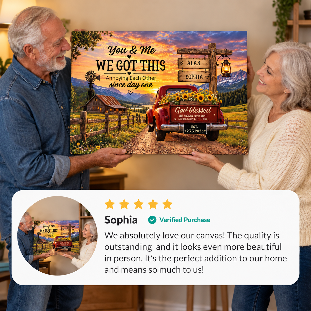 God Blessed the Broken Road Couple Canvas