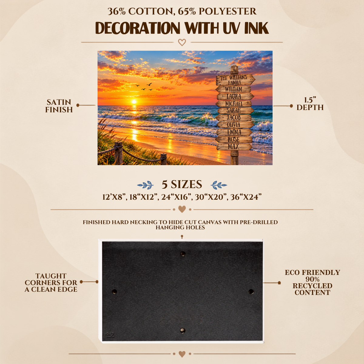 Custom Family Name Beach Wall Art