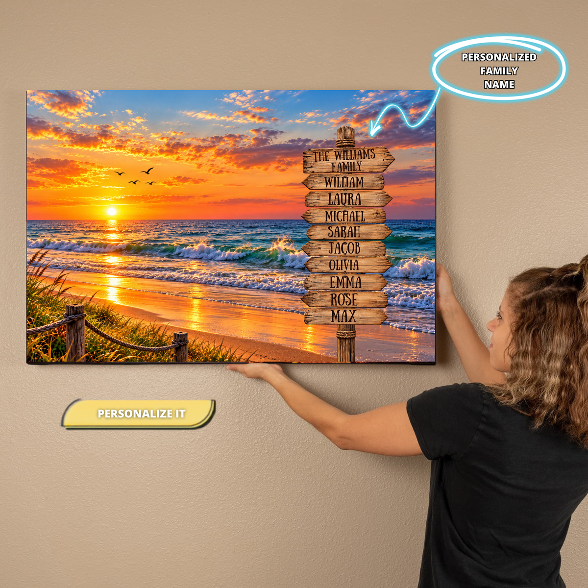 Personalized Family Beach Canvas