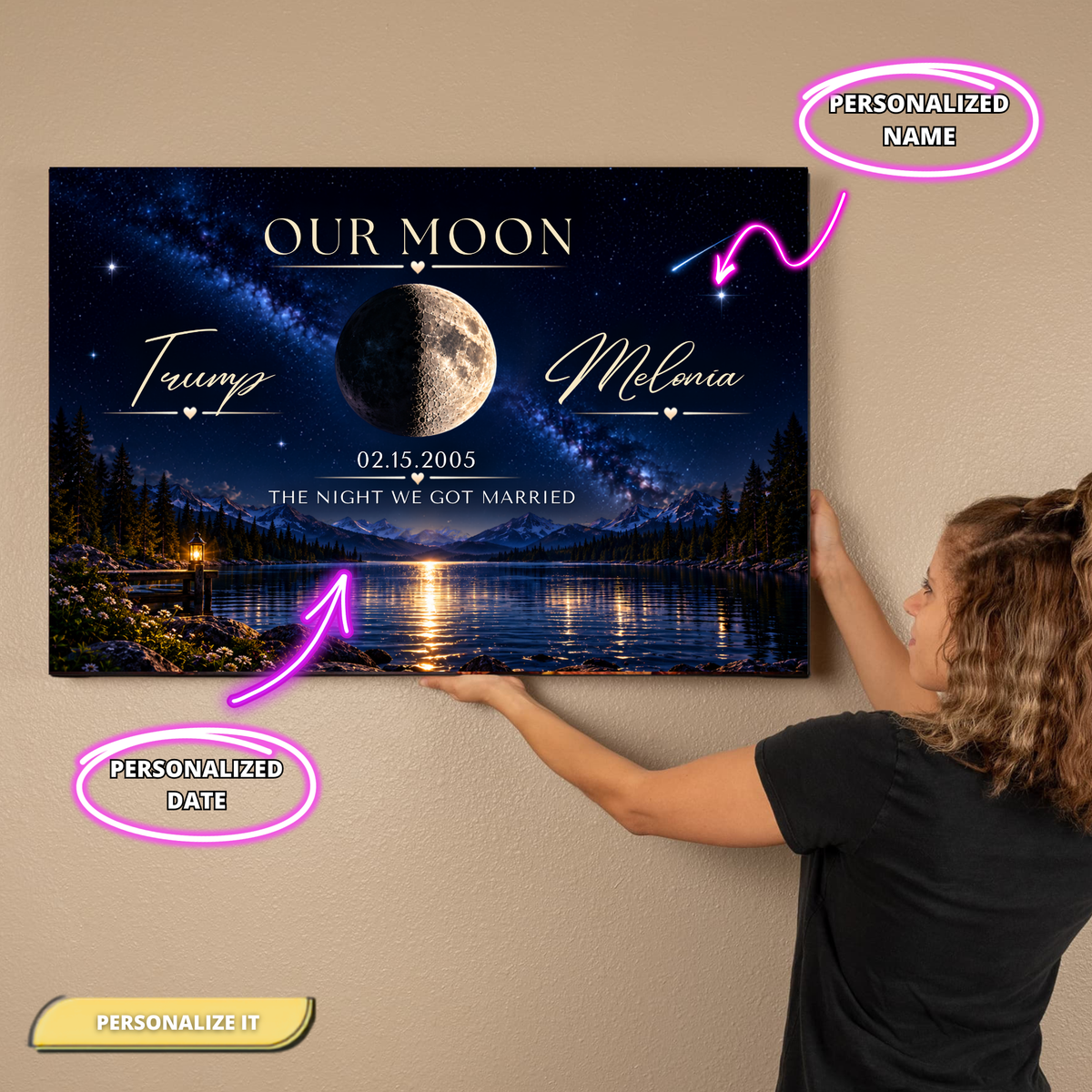 Personalized Our Moon Couple Canvas