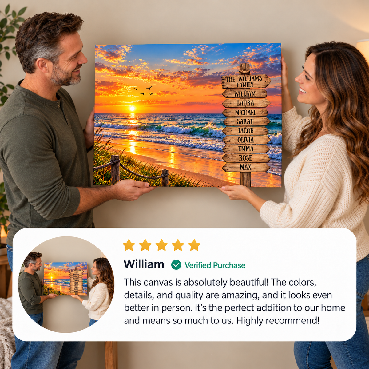 Ocean Sunset Family Wall Decor