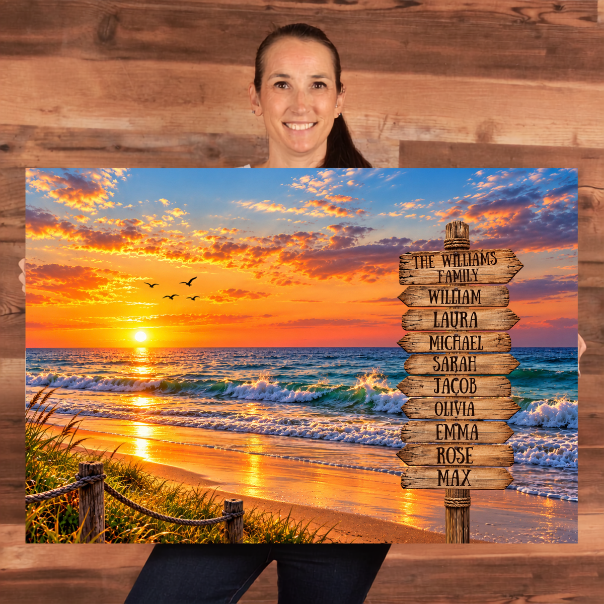 Rustic Family Beach Name Sign