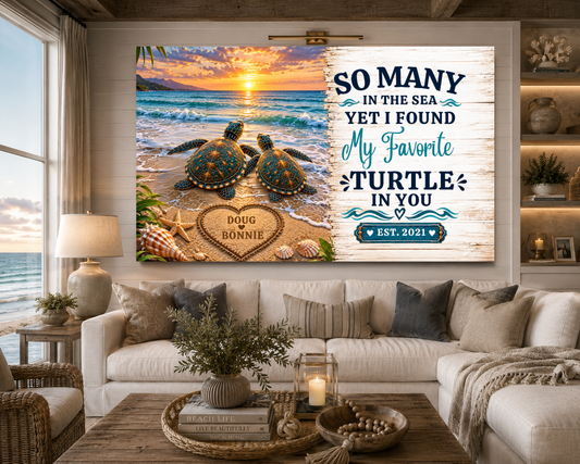 Personalized Husband Wife Turtle Wall Art