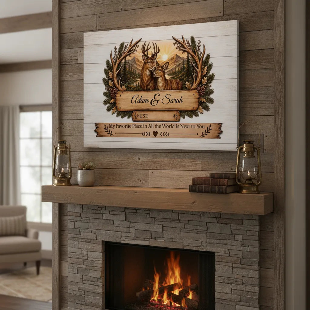 Personalized Husband Wife Deer Wall Art