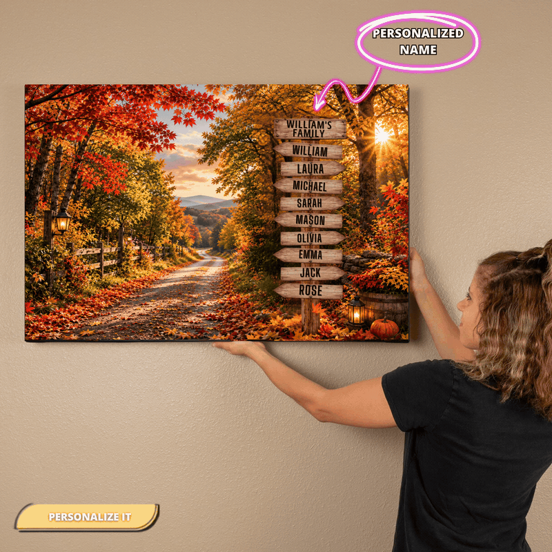 Custom Family Names Autumn Canvas
