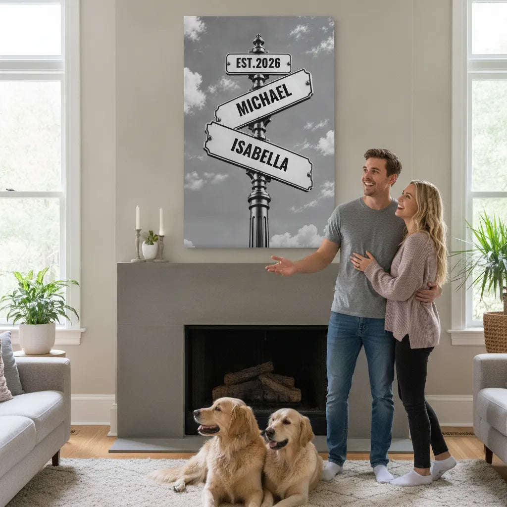 Custom Couple Date Sign Canvas